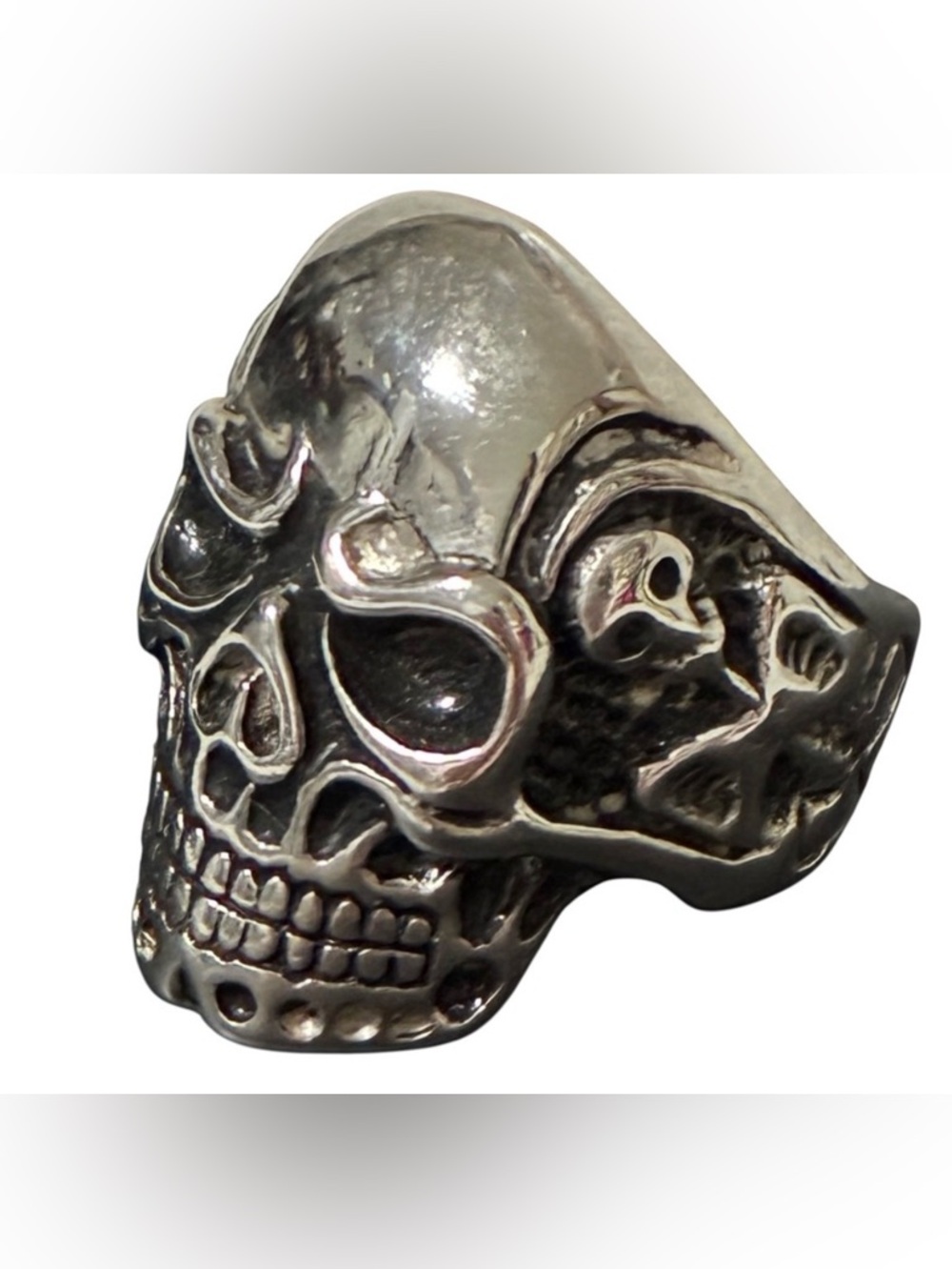 SILVER TONE SKULL RING MEN’S 11